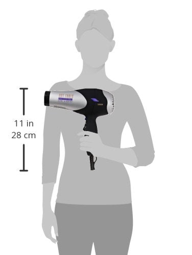 Hot Tools Pro Artist Turbo Styling Hair Dryer | Lightweight and Quiet, Silver/Black, 1 Count (Pack of 1)