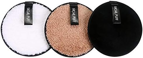 Vtrem 3 Colors Reusable Makeup Remover Pads Washable Double-Side Face Eye Lip Remover Pads Multi-Function Microfiber Soft Facial Cleaning Puffs Towels for All Skin, Black/White/Coffee