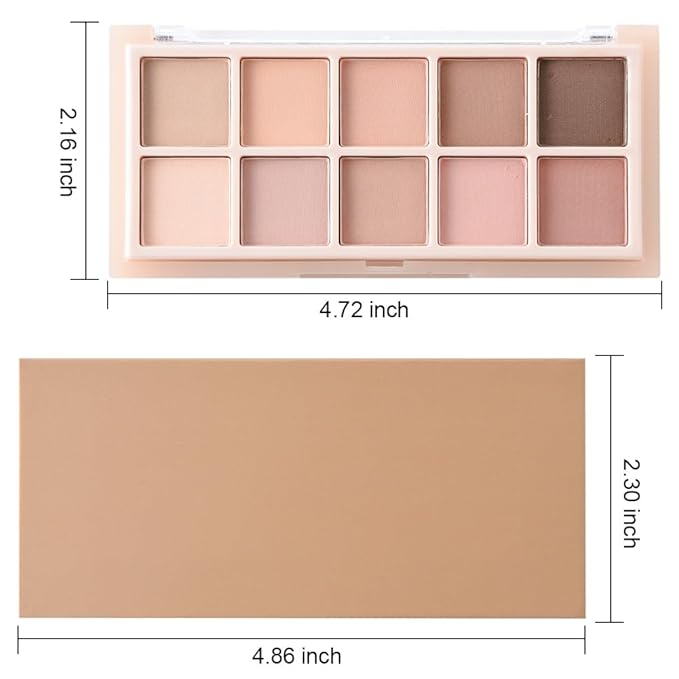 10 Color Matte Neutral Eyeshadow Palette - Nude Naked Beige Brown Shades, Blendable Long-Lasting, Vegan Cruelty-Free Natural Nude Eye Shadow Palette for Women, Professional Makeup Looks