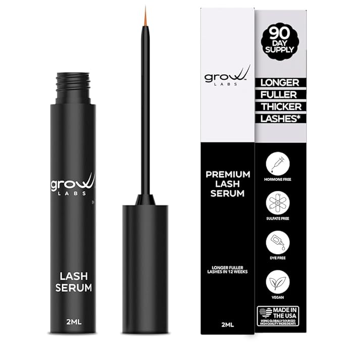 Lash Serum – Eyelash Enhancer with Peptides & Biotin – Strengthens, Nourishes & Defines Lashes for Longer, Fuller and Thicker Looking – Vegan Formula – Hormone-Free – Made in USA – 2 ml