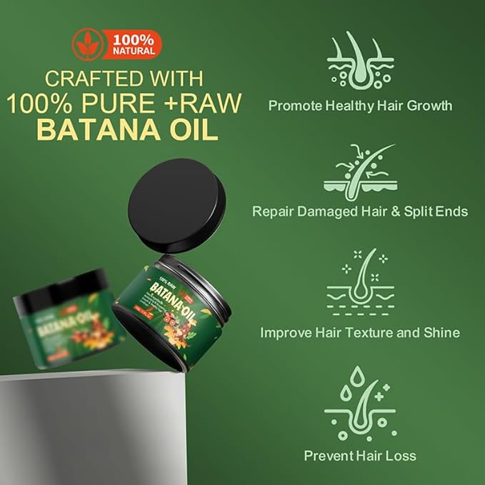 Batana Oil for Hair Growth, 100% Natural Pure Nubidoolife and Revitalize for Smooth, Tangle-Free Hair, Batana Hair Mask Hair Growth Prevent Hair Loss for Men & Women