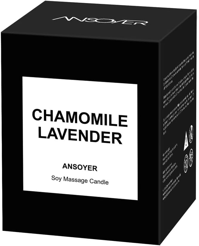 Massage Oil Candle, Romantic Gift SPA Use Home Scented Candle Body Oil, Ultra Hydrating Body Care with Soybean Oil, 4.5oz (Chamomile Lavender)