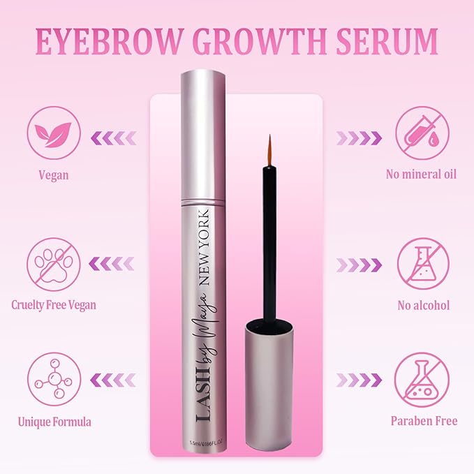 Eyelash Growth Serum with Natural Formula,Lash By Maya Serum Gentle & Vegan,Lash Essence for Eyelash Growth: Achieve Longer, Thicker, and Fuller-Looking Lashes 0.18Fl Oz (5.5ml)