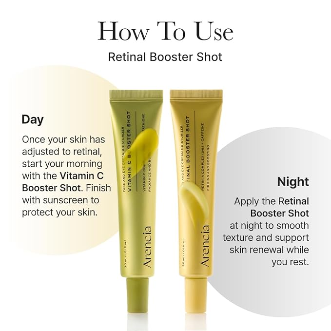 Arencia Vitamin C Booster Shot Serum with Glutathione, Niacinamide and Vitamin E for Dark Spot Care, Fine Lines & Wrinkles, Glass Skin, Korean Skincare 30ml/1.01 fl.oz (Pack of 2)