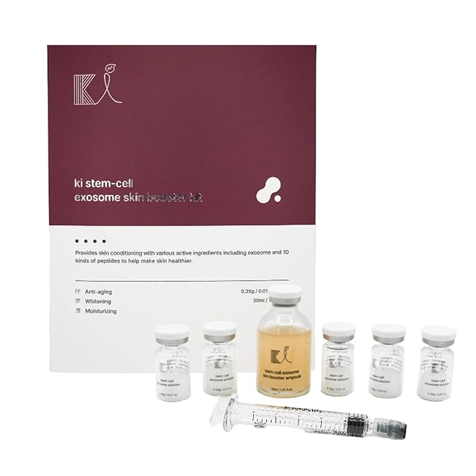 Stem-Cell Exosome Skin Booster Kit Booster Ampoule| Exosome, PDRN, Peptide, Collagen | Rejuvenation, Hydration, Anti-Aging | Korean Skincare 30ml (Solutions 0.01 oz x 5 Vials/Ampoule 1.01 fl.oz)