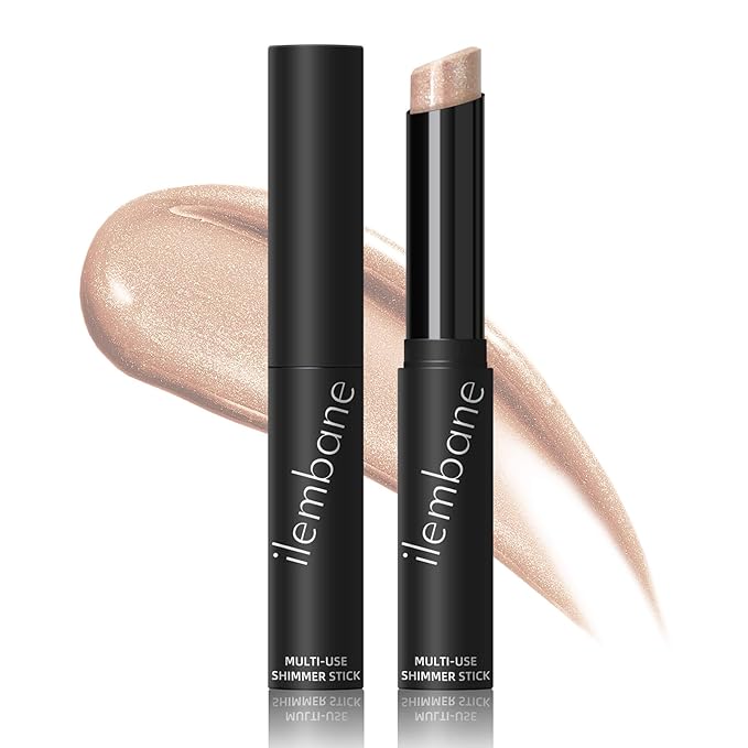 Shimmer Eyeshadow Stick Creamy Highlighter for Eyes, Lips Cheeks Long Lasting, Moisturizing, Multi Use High Pigment Glow for Day Night, Micro Pearls, Champagne Undertone (Stardust Sparkle)