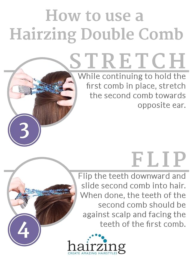 Sparkling Decorative Crystal Hair Clip for Fine, Thin, Sleek & Straight Hair - Double Comb for Easy Comfy Styles, Holds Snug, No Pressure, UpDo, Ponytail, French Twist, Bun (Crystal Medium)