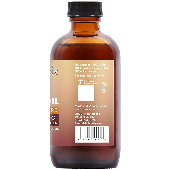 Sunny Isle Batana Oil Infused with Jamaican Black Castor Oil 4oz | Anti-Thinning Double Growth Formula