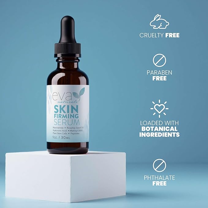 Eva Naturals Skin Firming Serum with Hyaluronic Acid, Vitamin C, and Niacinamide for Face - 2 Pack