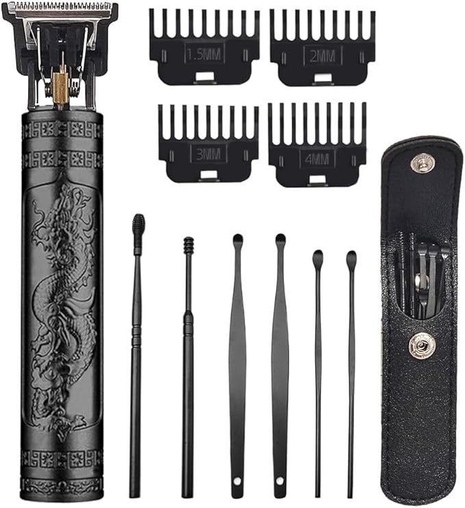 Hair Clippers for Men, Cordless Hair Clippers, Travel Small Hair Clippers 5.7" Hair Trimmer Classical Sculpting Styling Rechargeable Hair Remover with 6 Pieces Earpick (Black)