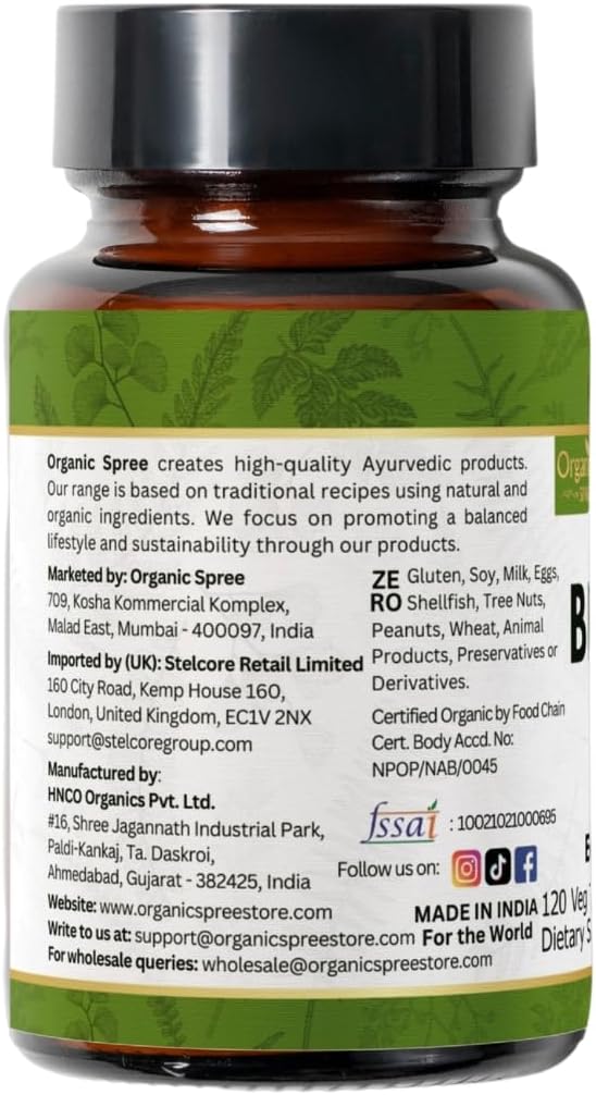 Bhringraj 120 Tablets | Eclipta Alba (Bhringraj) | USDA Organic Certified | Ayurvedic Hair Care | Organic and Natural 120tab