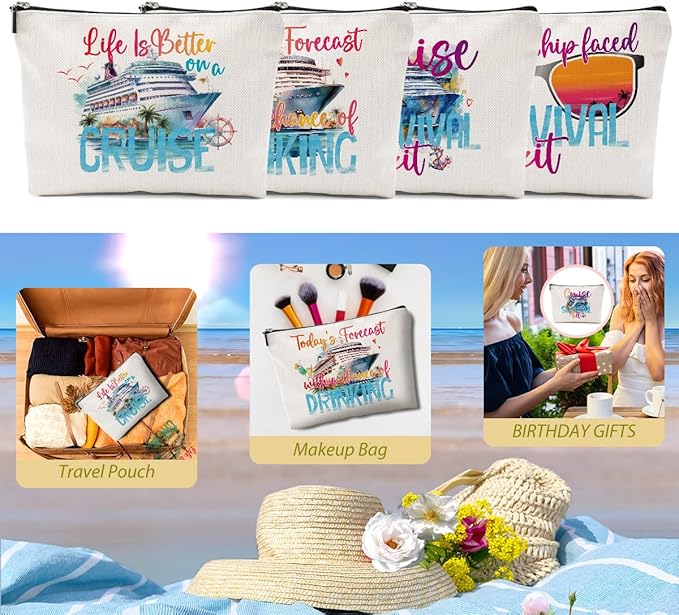 1 Pcs 3 Pcs 4 Pcs Makeup Bag, Girls Trip Gifts Favors Girls Weekend Gifts, Friendship Gifts for Women Bestie Bride