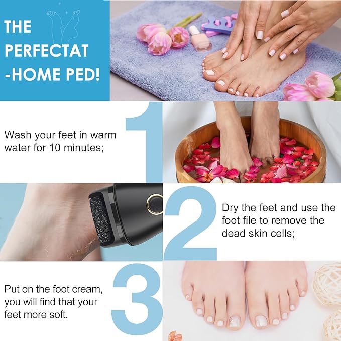 Electric Foot File Callus Remover for Feet - 9pcs Larger Grinding Head&3Speed, Pedicure Kit Foot Scrubber Deadskin Callus Remover, Foot Care Kit Pedicure Tools for Dead Skin Callus Hardskin Dry Cracks