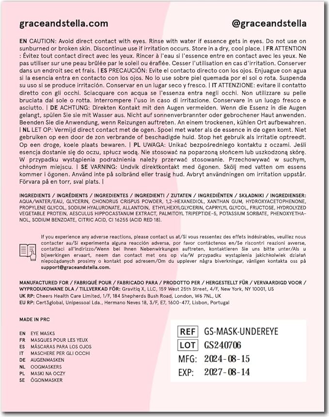 grace & stella Award Winning Under Eye Mask - Birthday Gifts For Women - Bridesmaid Gifts - Reduce Dark Circles, Puffy Eyes, Undereye Bags, Wrinkles - Under Eye Patches - Vegan (24 Pairs, Pink)
