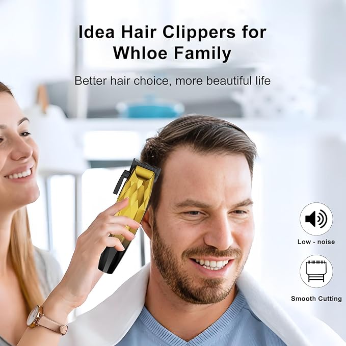 2-in-1 Professional Hair Clippers Set,Cordless Hair Clippers and T-Blade Trimmer Kit for Men,LCD Display,USB Rechargeable,Adjustable Guards,Waterproof,Beard & Body Grooming Kit (Gold)