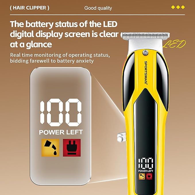 Hair Clippers for Men, Cordless Clipper and Trimmer Set, Clippers for Hair Cutting Kit with LCD Display, Long Battery Life, R-Shaped Rounded Corner Design,Powerful Motor, Gifts for Men