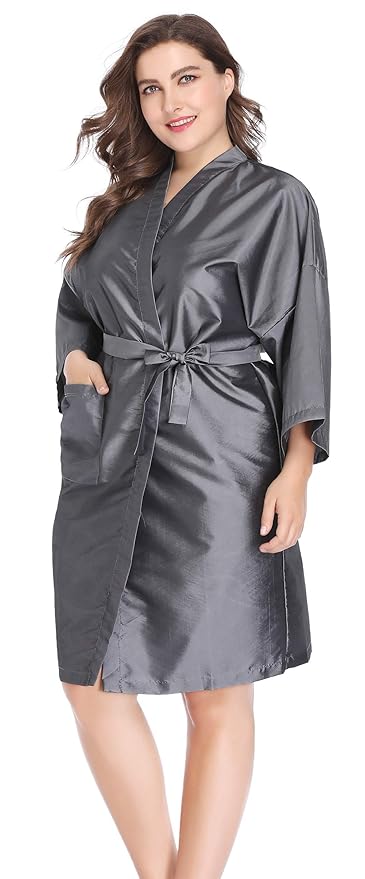 PERFEHAIR Salon Client Gown Robes Cape, Hair Salon Smock for Clients- Kimono Style (Grey)