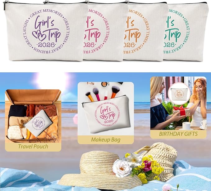1 Pcs 3 Pcs 4 Pcs Makeup Bag, Girls Trip Gifts Favors Girls Weekend Gifts, Friendship Gifts for Women Bestie Bride