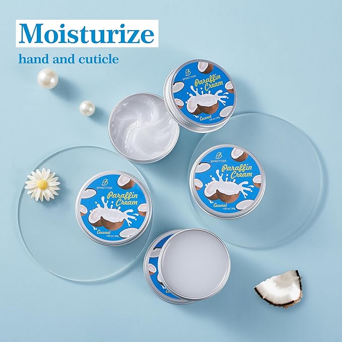 Cold Paraffin Wax Hand and Feet Nourishing Cream - No Heat Needed - Shea Butter Cuticle Care Balm - Coconut Scent - at Home Spa Results Without Melting Kits