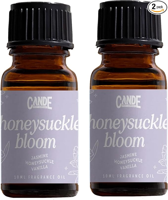 CANDECraftCo Premium Fragrance Oil – Diffuser Oils Fragrances Scented for Home, Candle Soap Making Supplies, Aromatherapy Blends for House (0.34 Fl Oz) (2-Pack, Honeysuckle Bloom)