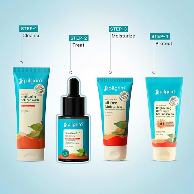 10% Vitamin C Face Serum by Pilgrim | Anti Aging Facial Serum with 5% Niacinamide & Kakadu Plum | Reduces Fine Lines, Smooths Skin Texture & Improves Radiance | 1.01 Fl Oz (30ml)