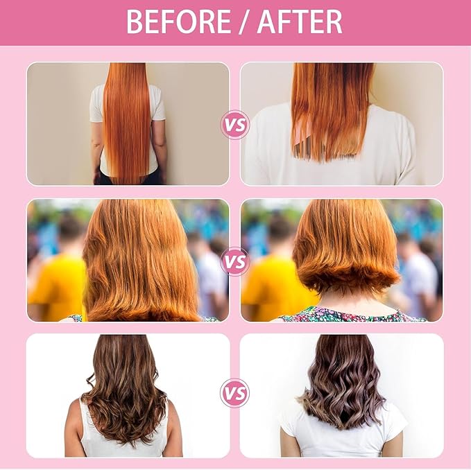 Professional Hair Cutting Kit for Women Gifts, Easy-to-Use Split Ends Hair Trimmer, DIY Home Hair Cutting Tools for Bangs, Layers, Bobs, Practical Hair Cutting Clip, Pink