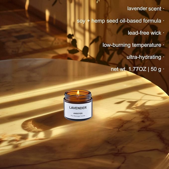 Mini Massage Candle for Body Oil - Portable Warm Oil Candle for Dry Skin Relief & Relaxation, Scented Candles for Women Self Care, Stocking Stuffer Gift - 1.77OZ (Lavender)