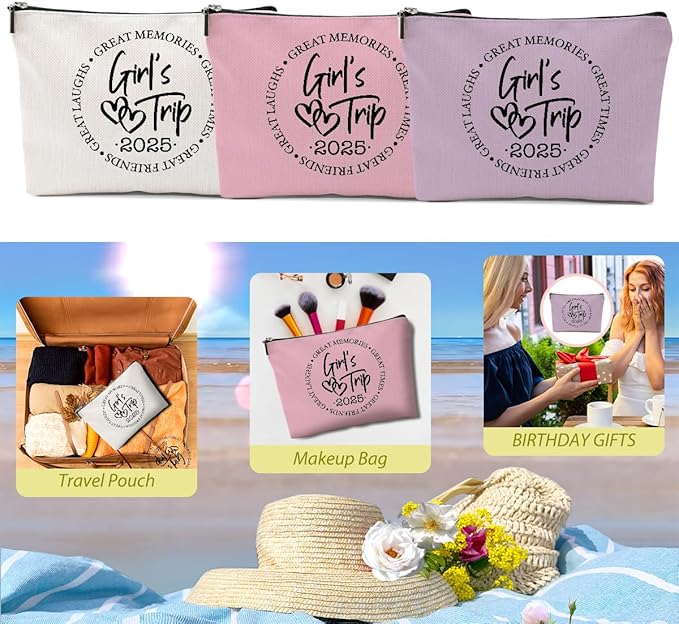 1 Pcs 3 Pcs 4 Pcs Makeup Bag, Girls Trip Gifts Favors Girls Weekend Gifts, Friendship Gifts for Women Bestie Bride