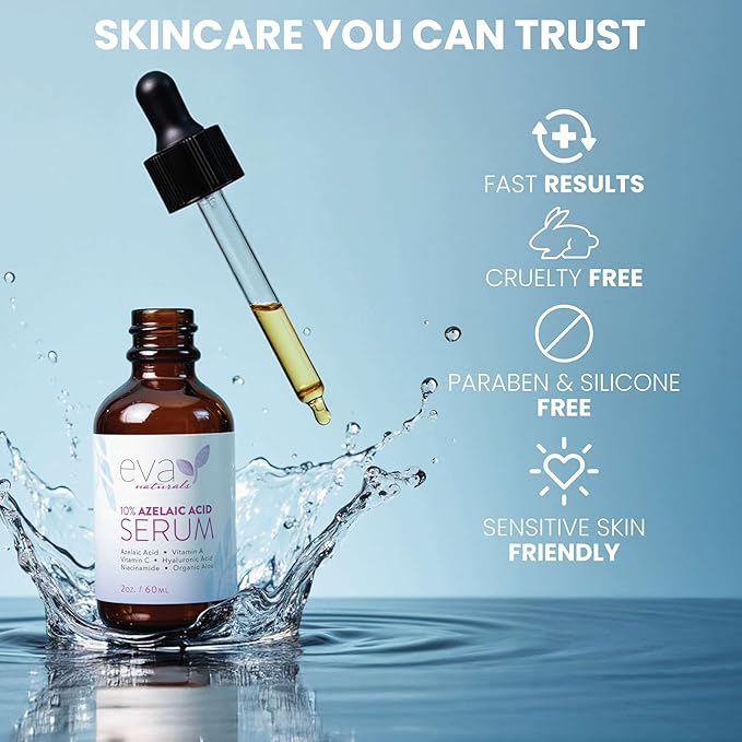 Azelaic Acid 10% Facial Serum – 2 oz (2 Pack) – With Niacinamide and Hyaluronic Acid – Lightweight Face Serum