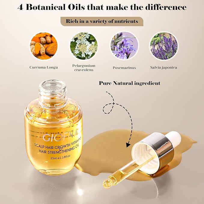 Hair Oil, Rosemary Serum for Hair Growth, Scalp Care for Curly, Thick, Frizzy, and Damaged Hair, Reduce Hair Loss for Women and Men (2Pcs)