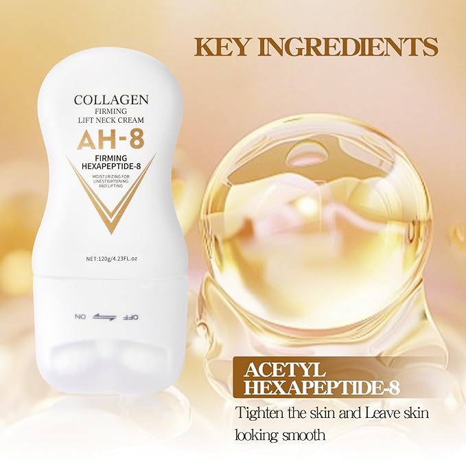 AH-8 Firming Neck Cream, Collagen Neck Cream for Tightening and Firming, Neck Tightening Cream, Moisturizing, Skin Care for Women and Men, Day and Night Use, 120g