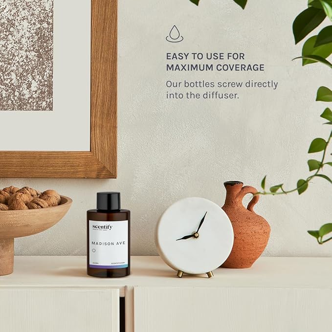 Scentify Madison Ave Aroma Oil Refill Scent for Oil Diffusers Luxurious Relaxing Aromatherapy Fragrance 100ml, 3.38oz