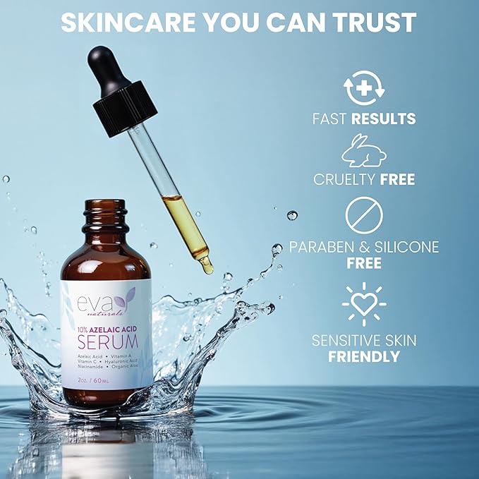 Azelaic Acid 10% Facial Serum – With Niacinamide, Hyaluronic Acid – Lightweight Face Serum – 2 oz