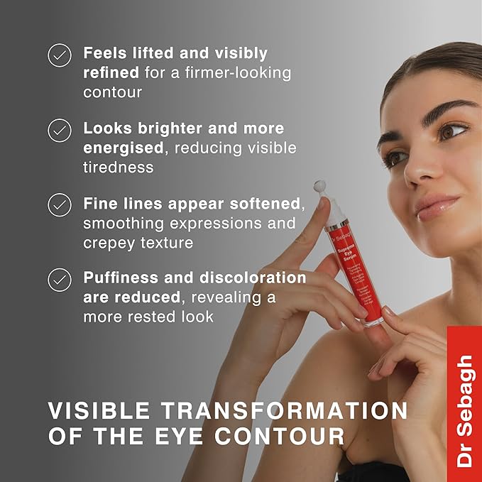 Dr Sebagh Supreme Eye Serum (0.5 fl oz) - Advanced Roll-On Formula - Designed to Aid Smoother Younger & Firmer-Looking Skin - Helps Reduce Puffiness Circles Fine Lines & Wrinkles - Boosts Elasticity