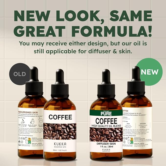 KUKKA Coffee Essential Oils - 1 Fl Oz - for Hair, Skin, Diffuser, Aromatherapy & DIY Soap Making Scent