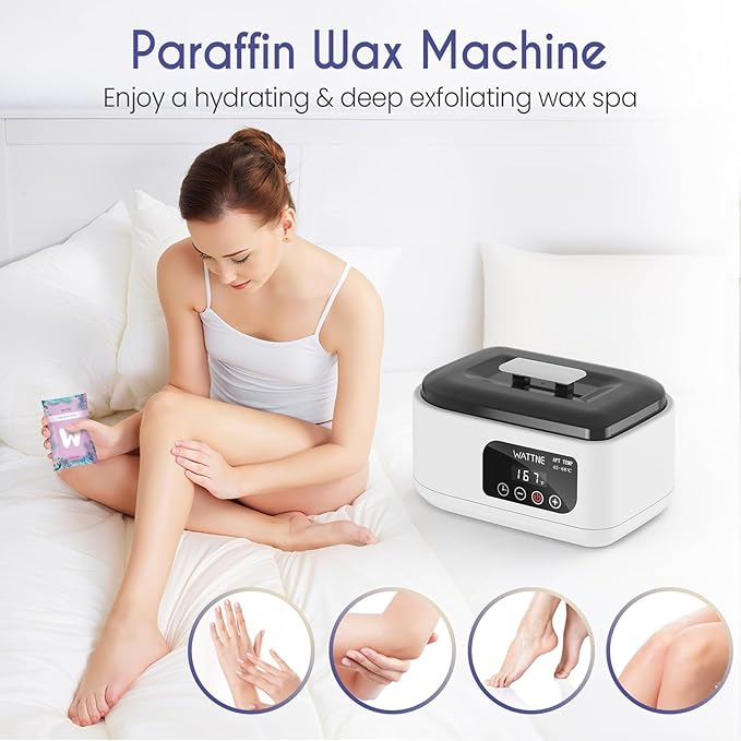 Wattne Paraffin Wax Machine for Hands & Feet – Paraffin Wax Warmer Moisturizing Kit with Auto-Timer & Precision Temperature Control, Paraffin Wax Bath for Arthritis, Dry Skin Care, Home Spa-White
