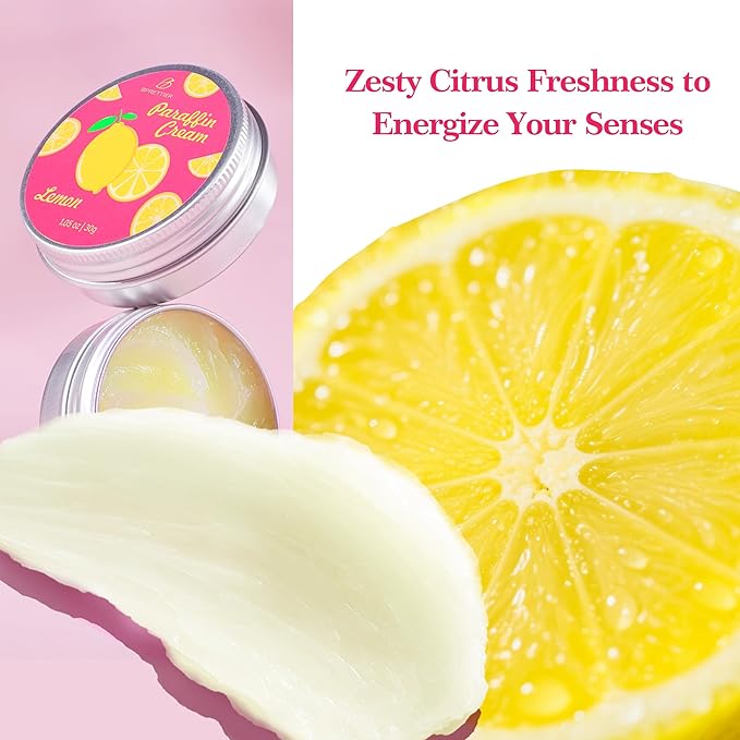 Cold Paraffin Wax Hand and Feet Nourishing Cream - No Heat Needed - Shea Butter Cuticle Care Balm - Lemon Scent - at Home Spa Results Without Melting Kits