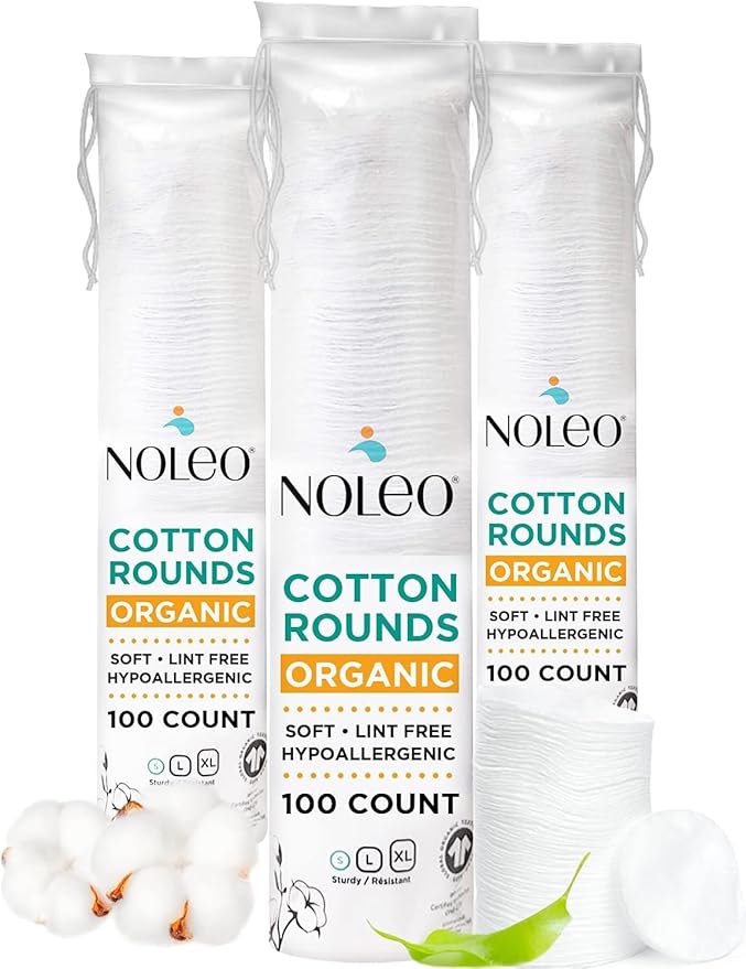 Organic Cotton Rounds Compatible with Makeup Products, Eye Makeup Remover Pads and Baby Wipes, Small, 300 Count - Noleo