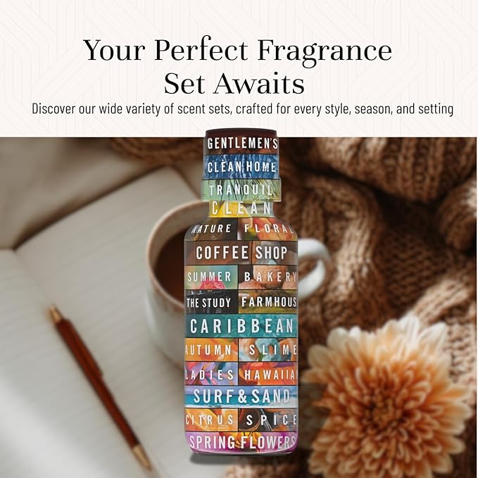 P&J Trading Cozy Home Set of 6 Fragrance Oils - Brown Sugar, Apple Pie, Coffee Cake, Café Mocha, Leather, Hot Chocolate Scented Oils for Candle Scents, Soap Making, Diffuser Oil