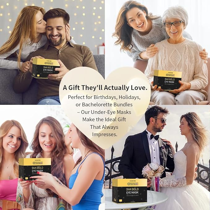 24k Gold Under Eye Patches (15 Pairs), eye mask, Collagen Skin Care Products, Eye Patches for Puffy Eyes, eye masks for dark circles and puffiness