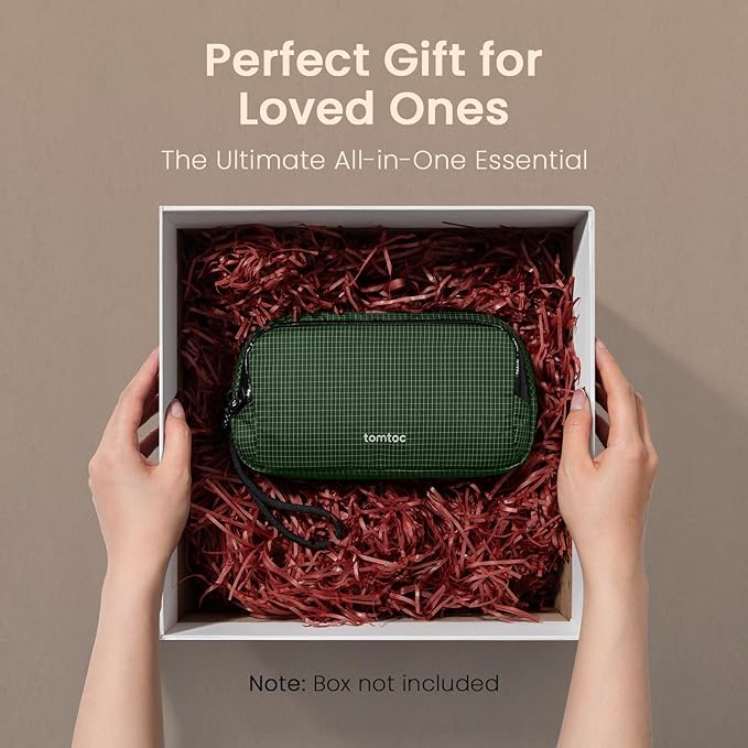 tomtoc Electronic Organizer Travel Case Performance, Water Resistant Dual Compartment Cable Organization Storage Bag for Charger, Cord, Phone, Hard Drive, Power Bank, Accessories Travel Essentials