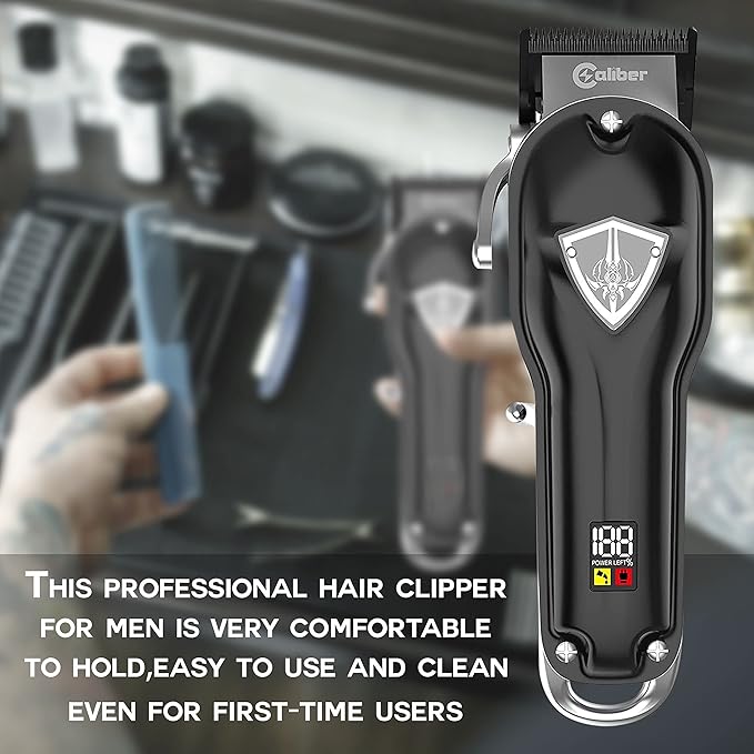 .44 Magnum FMJ Cordless Clipper Kit - Professional Clippers for Hair, Beard and Mustache - Rechargeable Grooming Electric Razor for Men - With Grips, Oil, Cleaning Brush & Comb Guards