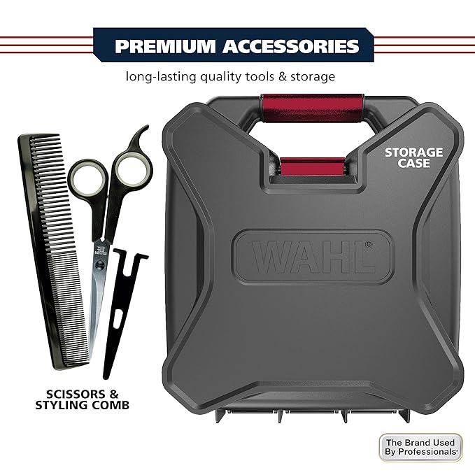 Wahl USA Pro Ultra Quiet High Torque Corded Hair Clipper for Ultra Quiet Operation and Cooler Operating Temperatures, Metal Housing with Bonus Hair Clipping Guard Caddy - Model 3000097
