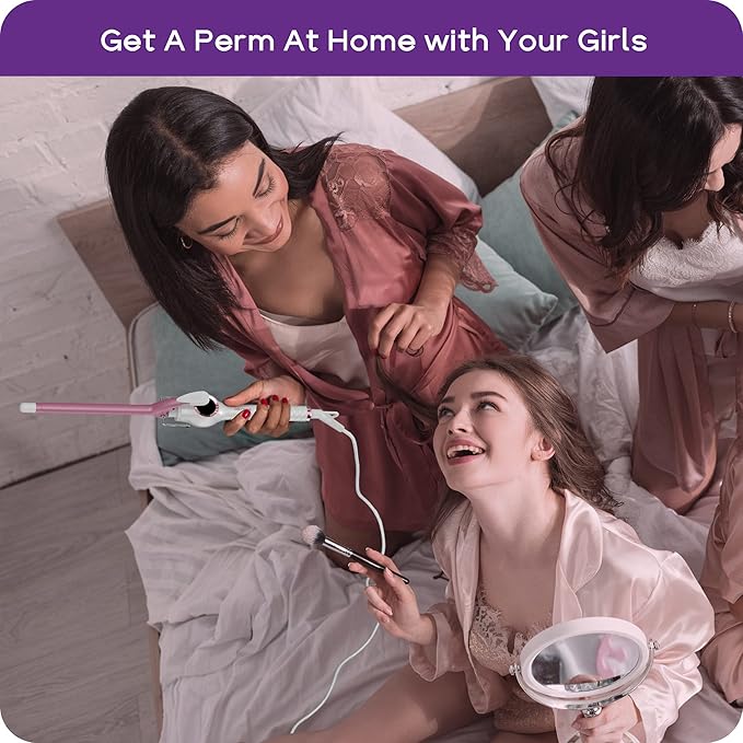 1/2 Inch Curling Iron Wand Ceramic, Small Barrel Curling Iron for Tight Curls, Half Inch Tiny Curling Wand for Short & Long Hair, Heat Up Fast, Digital Temp Control