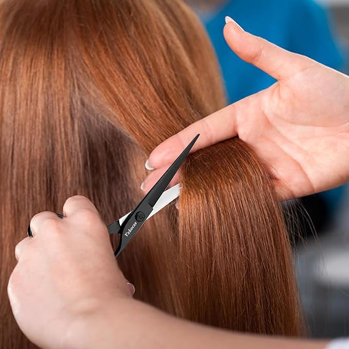 Professional Hair Cutting Scissors Set - 6.88” Japanese Stainless Steel Thinning Shears & Barber Scissors, Razor Edge Salon Shears with Adjustable Screw & Dismountable Ring for Home & Salon Use