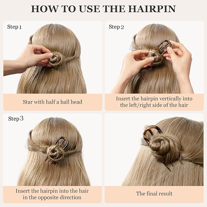 Sunolga 6PCS French Hair Pins for Women, French Pins Hair, Large Hair Styling Pins for Thin Thick Hair, Unique 3 Internal Teeth Hair Sticks Hairpin(leopard print)