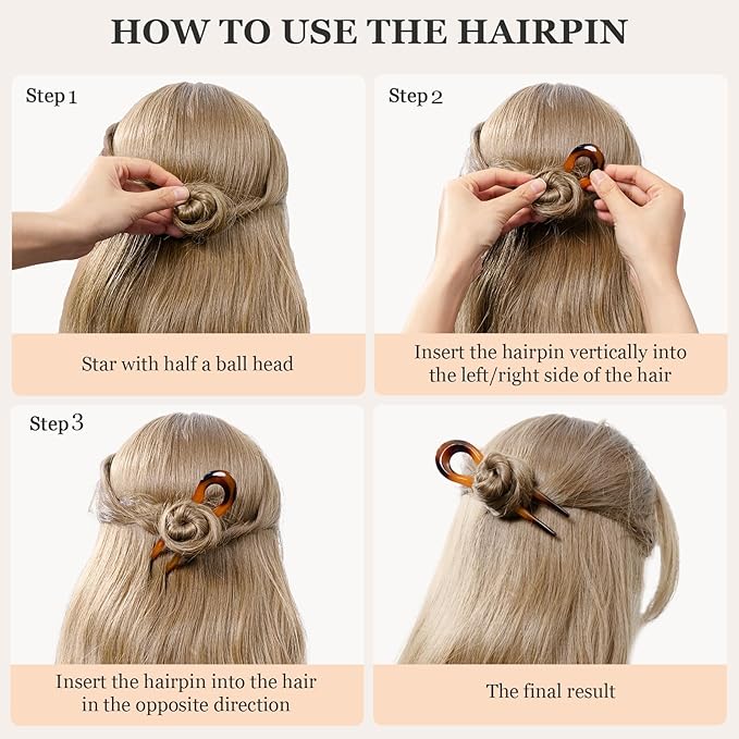 Sunolga 8PCS French Hair Pins for Thick Hair, Fashion French Pins Hair Styling, French Hairpin for Women Fine Hair Accessories, French Twist Pin Wavy U Shaped Holiday Gifts