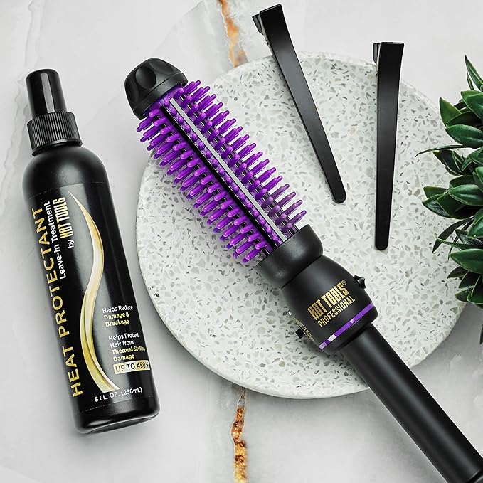 Hot Tools Pro Artist Heated Silicone Bristle Brush Styler | Helps create Volume and Fullness (1 in), 1146