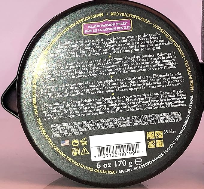 KAMA SUTRA Ignite Massage Candle - Coconut Oil and Soy Based - Island Passion Berry, 6 oz Candle Melts into a Warm Massage Oil, Couples Massage, Pour Spout Massage Candle