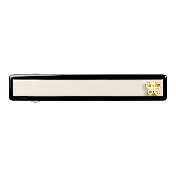 SHE'S FREE STYLE JUST FOR YOU [Chanel-style] Hair Barrettes for Women, Acetate Resin Barettes, Classic Black & White, French Hair Accessories for Thin Hair, Anti-Slip for Half-Hair (Small,3.1 inch)